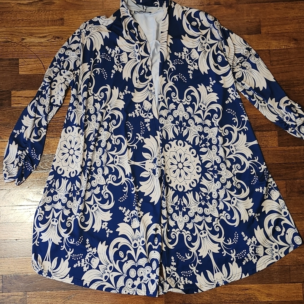Lily Blue and Creme Cored Womens Duster